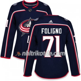 Columbus Blue Jackets Trikot Nick Foligno 71 Adidas 2017-2018 Marineblau Authentic - Dame